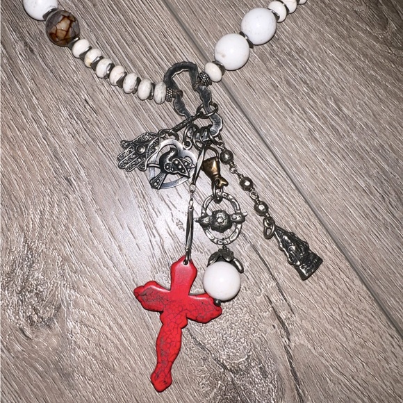 Love Heals Sterling silver and stone long cross necklace - Picture 2 of 4